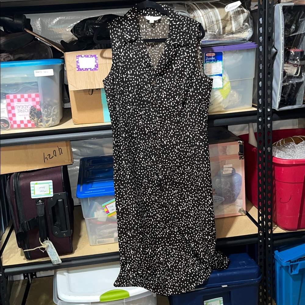 Studio I Brown & White Polka Dot Midi or Maxi Dress